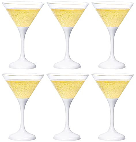 Mokylor 6 Pcs Flashing Plastic Martini Cocktail Glasses, LED Light up Plastic Martini Glasses with Long Stem, Drinking Wine Glasses LED Cups and Glasses Margarita Acrylic Glass for Party(#1)