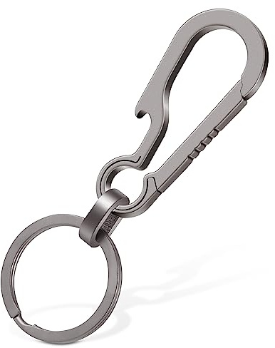 Ouligay Titanium Carabiner Keychain Clip Multifunctional Carabiner Keychain Duty Belt Key Holders Small Keychain Carabiner Titanium Heavy Duty Keychain Carabiner, silver