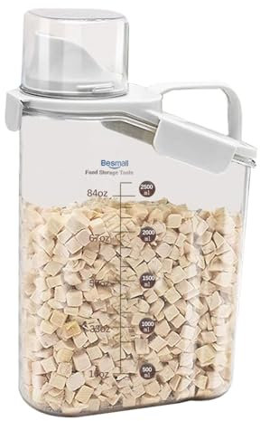 Recipientes para Cereales Almacenamiento de Alimentos Dispensador Cereales con Tapa Hermética, 2.8L recipientes de almacenamiento de plástico para guardar arroz, cereales, harina