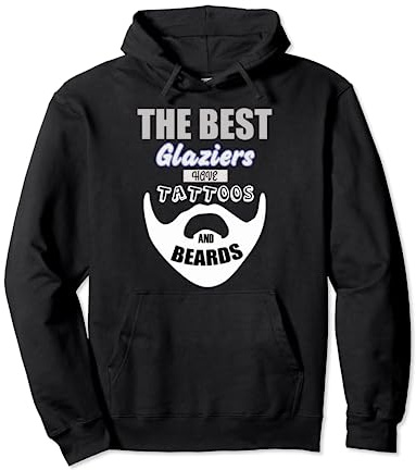 Glazier beards tattoo, windows glass fixer men Pullover Hoodie