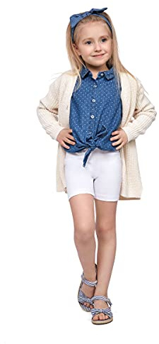 hi!mom School Short Leggings for Girls Cotton Rich 1/2 Length Shorts for School Uniform I Over-Knee Baby Kids Cotton Legggings Dancing School Elastic Soft Short Pants, 2-13 Years