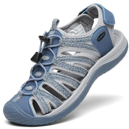 DANNTO Sandalen Damen Trekking Sportsandalen Outdoorsandale Geschlossene Gummi Wandersandalen Sommer für Reisen