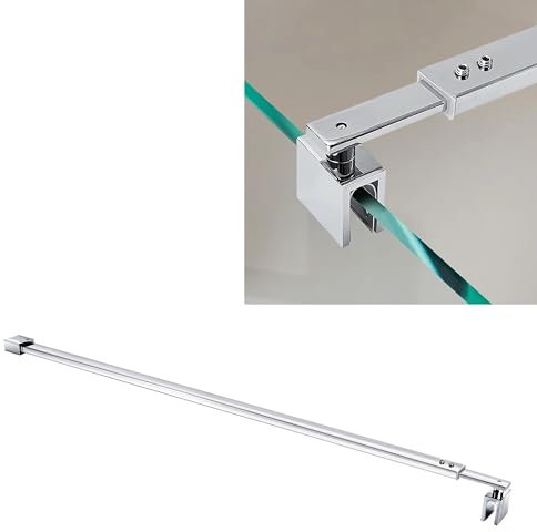 Barre de support de porte de douche, 70,6 cm à 119,2 cm, télescopique en acier inoxydable, sans cadre, panneau fixe pour porte de douche mural à verre, pour verre de 8 à 10 mm d'épaisseur