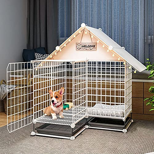 WYRMB Hundekäfig – Welpen-Hundezaunkäfig – ABS-Tablett, Faltbare Welpenbox, Katzentransportbox, Hundebox, DIY-Kleintierkäfig für Meerschweinchen, mit Zubehör (C4)