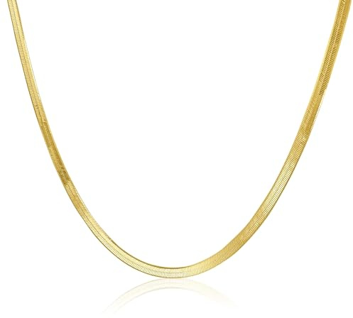 Mary & Jules Halskette Damen Gold aus recyceltem 925 Sterling Silber, vergoldet - Schlangenkette Gold 40 + 5 cm für Frauen & Mädchen, Kette Damen Gold, hautverträglich & langlebig