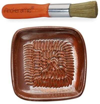 ANCKERAMIC® Ceramico Original Finlandia - Juego de rallador de cerámica y pinceles para hornear - rallador de ajos de cerámica, rallador de jengibre y cepillo de cocina de cerdas naturales, hecho a