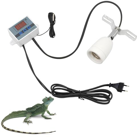 Reptile Heat Lamp Base, Reptil Heat - Lampe mit Temperaturregler, Keramik Lampe Halter für Reptilien, E27 Heiz Lampenfassung, Porzellanfassung 360° Drehbar für Aquarium, Schlangen, Eidechsen UV Licht