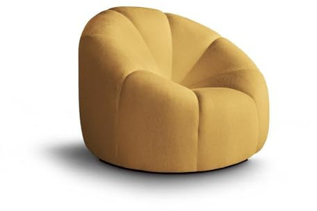 BEAUTY SOFA Loft Sessel - Drehsessel - Relaxsessel Rund - Polstersessel - für Wohnzimmer, Schlafzimmer, Jugendzimmer - Sessel Wohnzimmer - Modern - Samt - Sessel Gelb(Bubble11)