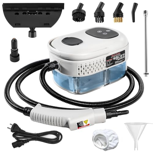 Handheld Steam Cleaner, 1000ml Water Tank, 15S Heat-up Time, Multipurpose Steamer for Home Use, Pressurized Steamer for Cleaning Floor, Upholstery, Grout and Car White
