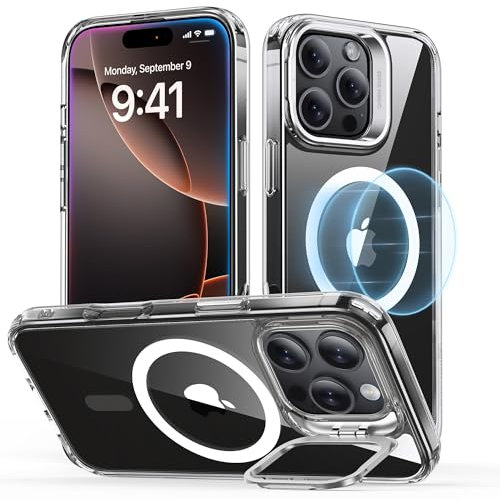 ESR für iPhone 16 Pro Hülle, kompatibel mit MagSafe, Militärnorm Schutzhülle, integrierter Versteck Ständer Handy Case, Kratzfeste Rückseite, Classic Serie, Klar