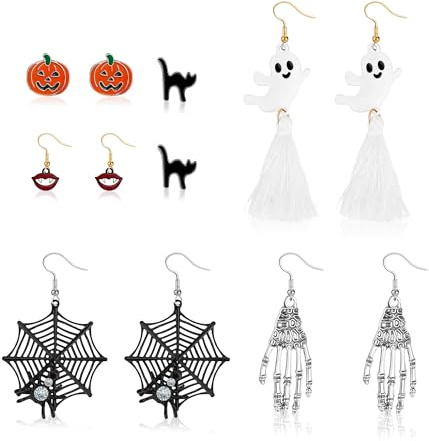 Boucle d'oreille Halloween, Halloween Earrings, Boucles d'oreilles Halloween Femme, Accessoire Halloween Femme, Bijoux Halloween, Décorations d'Halloween pour Filles et Femmes