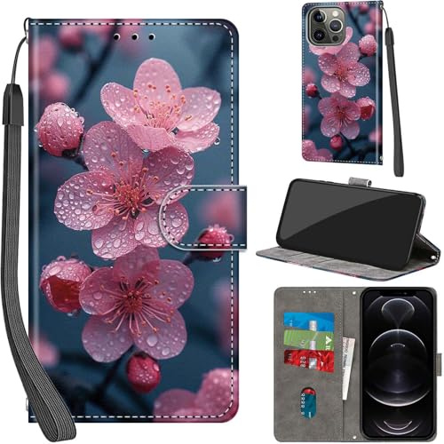 PHINIENLAND Wallet Flip Case for iPhone 13 Pro Leather Flowers | 3 Card Slots & 1 Cash Pocket, Magnetic Closure, Kickstand, Premium PU Leather flip cover for iPhone 13 Pro