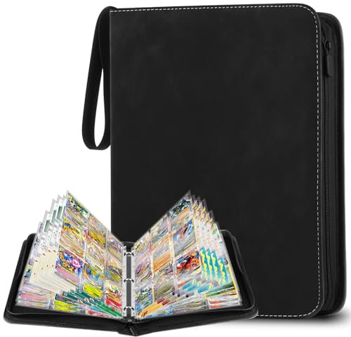 YSWOVUO Album Cartas, Album para Cartas Magic, 900 Album Cromos, Álbum de Cartas Coleccionables, Carpeta Cartas Transparente, Negro