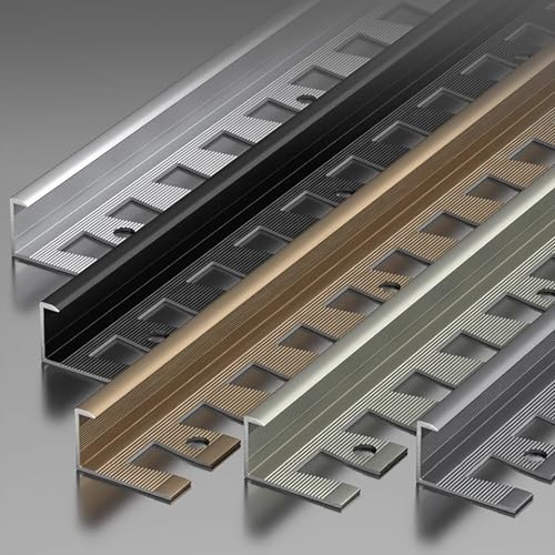 Raouoae Protección De Borde De Baldosas 135cmx2 Perfil De Escalera En C De Aluminio Anodizado, Flexible Y Resistente, Perfil De Terminación Para Baldosas, Moldura De Esquina Duradera Para Azulejos Com