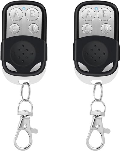 Lyneun Garagentor Handsender Fernbedienung, Klonen Garagentoröffner 433 MHz Universal, 2 Stück Drahtlose Fernbedienung Garagentor Schlüsselanhänger mit 4 Tasten für Auto Garagentor Fernschalter
