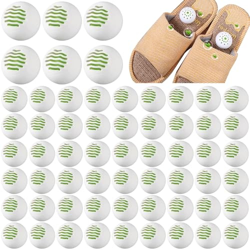 Bolas de desodorantes de zapatos, 60 piezas de 1.6 pulgadas de olor a zapato natural, bolas de desodorantes de zapatillas, bolas de olor para zapatos bolsas de gimnasia, casilleros, cajón cajón