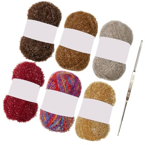 120 Yards Crocheting Yarn Sparkling Knitting Yarn for Crocheting Dishcloths Polyester Yarn 1.76oz 120 Yards Each Skein