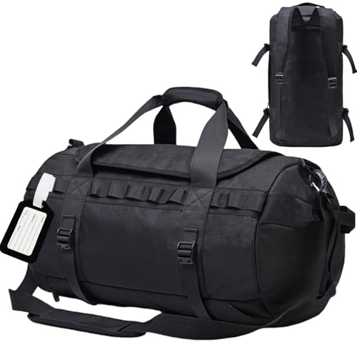 BBAIYULE Militärische taktische Seesack, Sporttasche, Übernachtungstasche, Sporttasche, Sporttasche, Sporttasche, Sporttasche mit Schuhfach und Nasstasche, Reisetasche mit Schultergurt und Rucksack