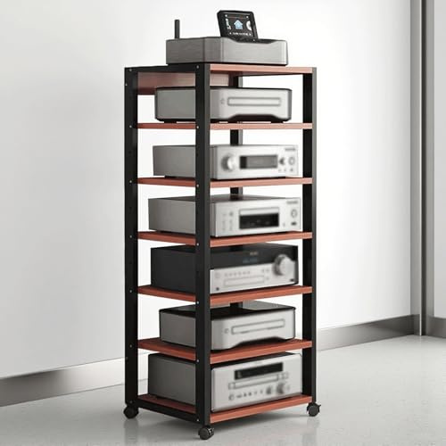 Verstellbares Audio-Video-Regal, 250 kg Kapazität, CD-Plattenspieler-Schrank, Stereo-Receiver, AV-Geräte, Display-Rack, einfache Montage für Zuhause, Rot