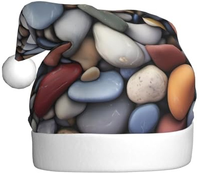 GTGHYLHA Pebble Stone Full Screen Printed Polyester Fabric, Suitable For Both Men And Women, Adult Plush Christmas Hats, Holiday Parties, Halloween Hats