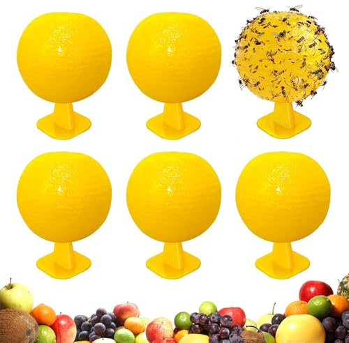 Fruchtfliegenfallenbälle, ZMCVOE 6 Stück Obstfliegenfalle Küche Klebend, Hohe Viskosität Fruchtfliegenfalle für Küche, Fliegenfalle Fruchtfliegen für Küchen, Balkone, Obstgärten