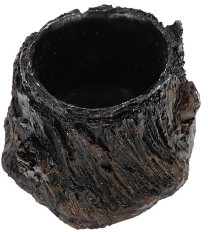VALICLUD Cuenco de Agua para Reptiles Pequeño de Resina Diseño Corteza Natural, Plato de Alimentación para Tortugas, Geckos y Dragón Barbudo, Accesorio para Terrarios y Anfibios