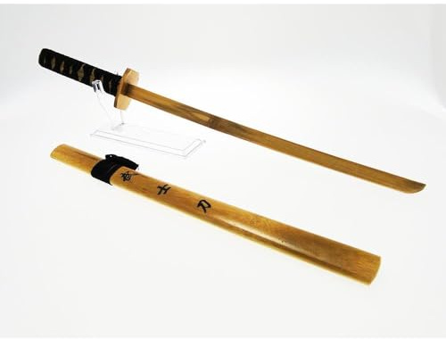 Katana Bokken in Bambù con Fodero in Legno Laccato, Spada da Allenamento in Legno di Bambù, 74 cm