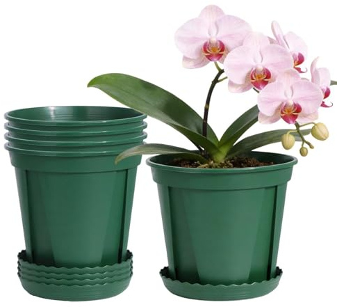 Dajiopao Vasi per Piante - Set da 5 con Fori di Drenaggio | Vasi Verdi per Piante d'Appartamento - per Orchidee Monstera Cactus Camera Terrazzo