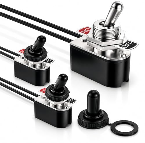Medrialife 3 Stück Mini Kippschalter 6A 125V 3A 250V Schalter mit Kabel Wasserdichter Kappe für Autos und Elektrischen Geräten
