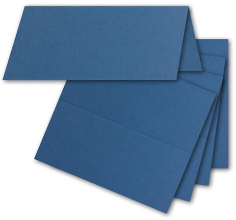 Lot de 50 cartes de table, bleu roi, 4,5 x 10 cm, vierges, doubles, cartes de place et cartes nom, pour mariage et fêtes