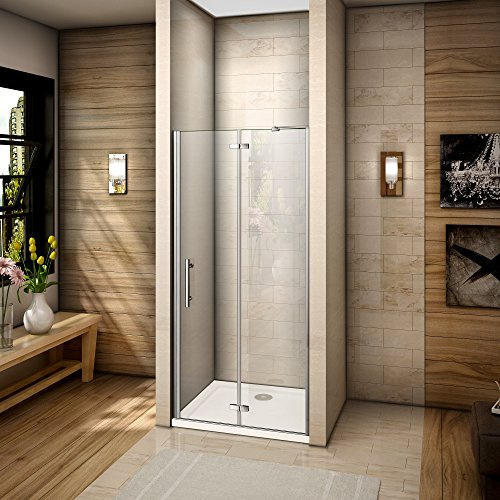 100x185cm porte de douche à charnière paroi de fixation avec la barre de soutien horizontale murale