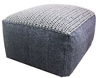 Boho Sitzpouf Bailee handgefertigt aus Baumwolle in Grau 60 cm modern