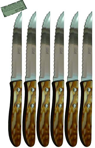 Cuchillos de mesa Celaya Plástico Nácar Marrón Sierra Lote 6 Uds.