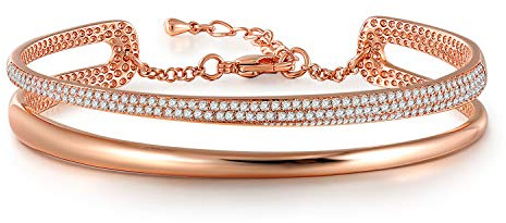 Angelady Charm Silber Armband Damen Rosegold Armband Armreif Mit Kristall Schnalle Design Antiallergisch, Geschenk für Frauen Mutter Frauen Ehefrau Mama Freundin Geburtstag Geschenkbox