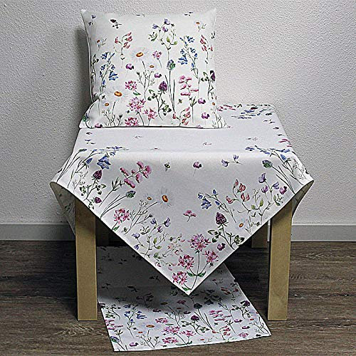Hossner Platzset, Tischset FRÜHLINGSTRAUM weiß mit bunten Blumen 40x40cm
