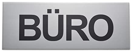 SynMe BÜRO Schild aus eloxiertem Aluminium - Große 16 x 6 cm - Mit starker Klebefläche der Qualitätsmarke 3M - Selbstklebend - 1 mm Dicke - Büroschild - Türschild - Büro - Klebeschild