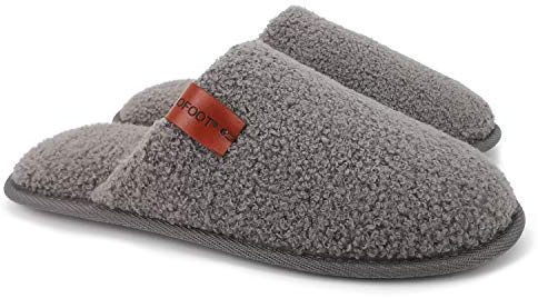 ofoot Womens Warm Fuzzy House Tofflor Inomhus sovrumsskor med Memory Foam innersula Halkfri gummisulor (Grå, 37-38 EU)