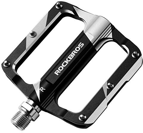 Rock BROS Mountain Bike Pedals Flat Bicycle MTB Pedals 9/16 Lightweight Road Bike Pedals Carbon Fiber Sealed Bearing Flat Pedals Black