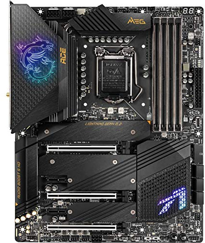 MSI MEG Z590 ACE Gaming Motherboard (ATX, 11th/10th Gen Intel Core, LGA 1200 Socket, SLI/CFX, DDR4, PCIe 4, M.2 Slots, USB 3.2 Gen 2, Wi-Fi 6E, Mystic Light RGB)