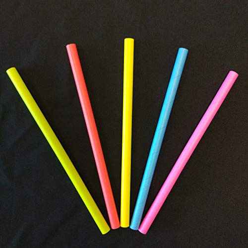 10mm Wide Jumbo Paper Straws for Milkshakes Smoothies Parties Drinks and Events (Mixed Neon Colours, 1000)