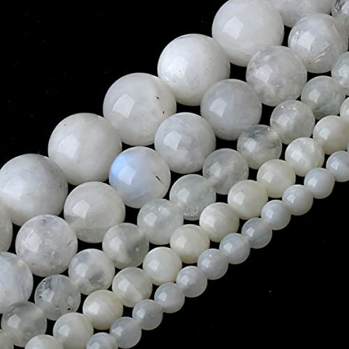 Naturstein, Türkis, Achate, Tigerauge, runde, lose Steinperlen, 4/6/8/10/12 mm, geeignet für die Herstellung von DIY-Charme-Schmuck, blauer Mondstein, 6 mm, ca. 61 Stück