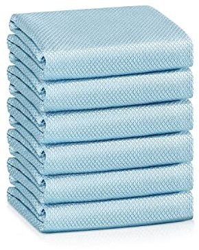 Streak Free Miracle Cleaning Cloths Easy Clean Nanoscale,Fish Scale Microfiber Window Mirror Glass Car Stainless Steel Cleaning,Lint Free Dish Cloth Wine Glass Polishing Towel,Reusable,Pack 6,Blue