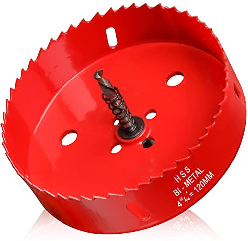 Corona di perforazione 120 mm di diametro con punta di centraggio, seghe a tazza universale, in HSS M42, bimetallo, per legno, metallo morbido e plastica (piastre di riga e cartongesso)