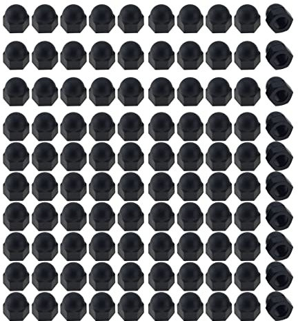 M6 Hutmuttern, 100 Stück schwarze Nylon-Eichelkopf-Sechskantmuttern, Gewindebolzenkappen, Muttern, Schutzabdeckungen für Schrauben, Schrauben