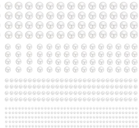 2800 Stück Selbstklebende Perlen Für Haare, 4 Größen Beige Halbperlen Zum Basteln, Glitzersteine Aufkleber Selbstklebend Für Gesicht Körper Nägel Make-up (3/4/5/6mm)