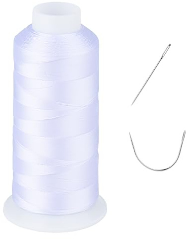 UV-beständig – kraftig utomhustråd för hand- eller maskinsömnad – Simthread 100 % polyesterbunden tråd Tex 69 (12 wt) – 1 372 m NP-vit
