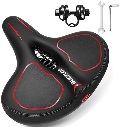 BUCKLOS Extra bred komfort cykel sittdyna cykel stora mjuka skum vadderade säten för män kvinnor – träningscykel/peloton/cykel/stationär cykel/snurrcykel