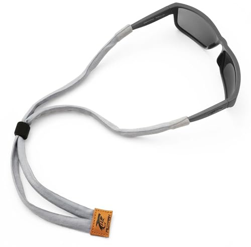 Pilotfish Premium Cotton Eyewear Retainer Sunglass Strap - Multiple Design Options - Soft & Durable Sunglass Holder Gray