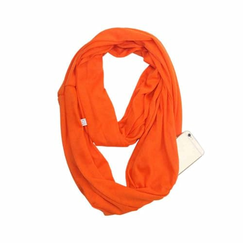 SHTGOI Bufanda de infinito de un solo color con bolsillo oculto con cremallera oculta, bufanda de viaje ligera, bufanda de círculo infinito, pañuelos de algodón, bufanda suave para mujeres y niñas,
