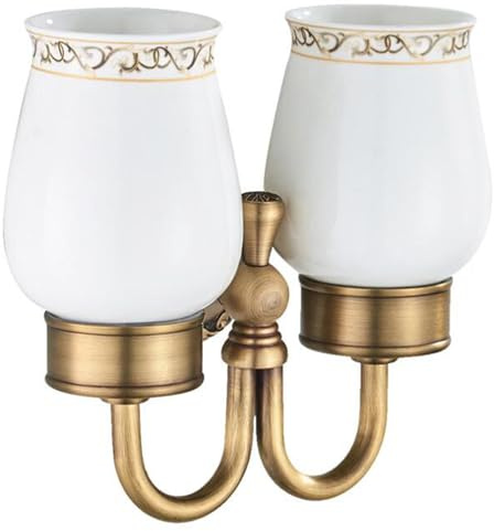 Tenedor de Cepillo de Dientes Doble de latón de Bronce Antiguo, Accesorios de Hardware de baño montados en la Pared, diseño de Talla